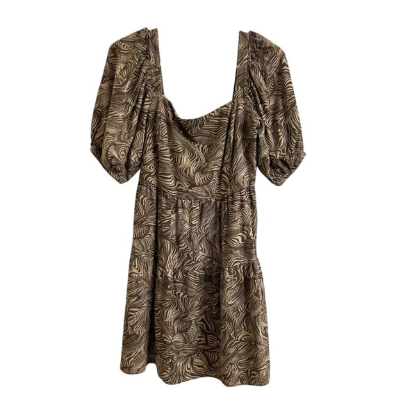 House of Harlow 1960 Dresses & Skirts - House of Harlow 1960 Linen Puff Sleeve Tiered Smocked Brown Mini Dress Size XS